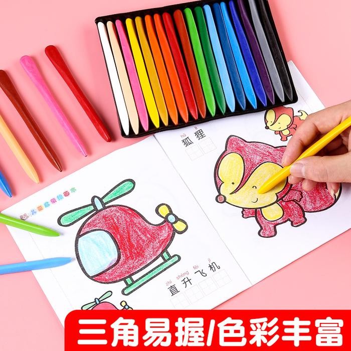 

(CLASHOP)Krayon Sekolah 12/18/36Warna Cerah Bentuk segitiga ergonomis tidak beracun bisa dicuci