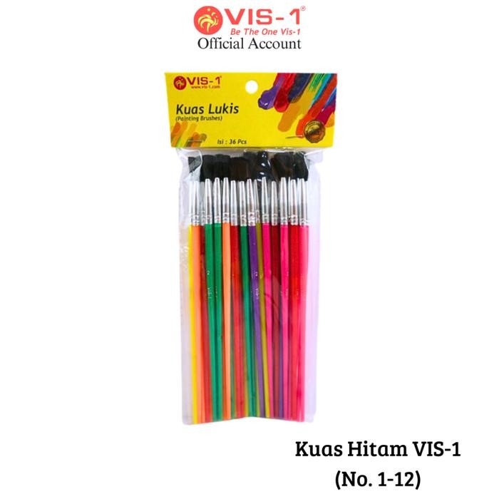 

VIS-1 - Kuas Lukis Hitam 1pack isi 36pcs / Kuas Set