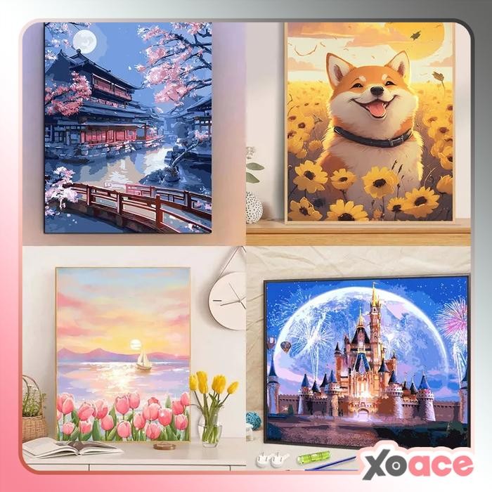 

40x50 DIY Paint By Number Painting By Numbers Kit Digital Lukisan Seri S Scenery Pemandangan