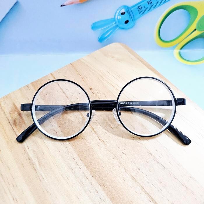 kacamata minus lensa gagang besi bulat bobo