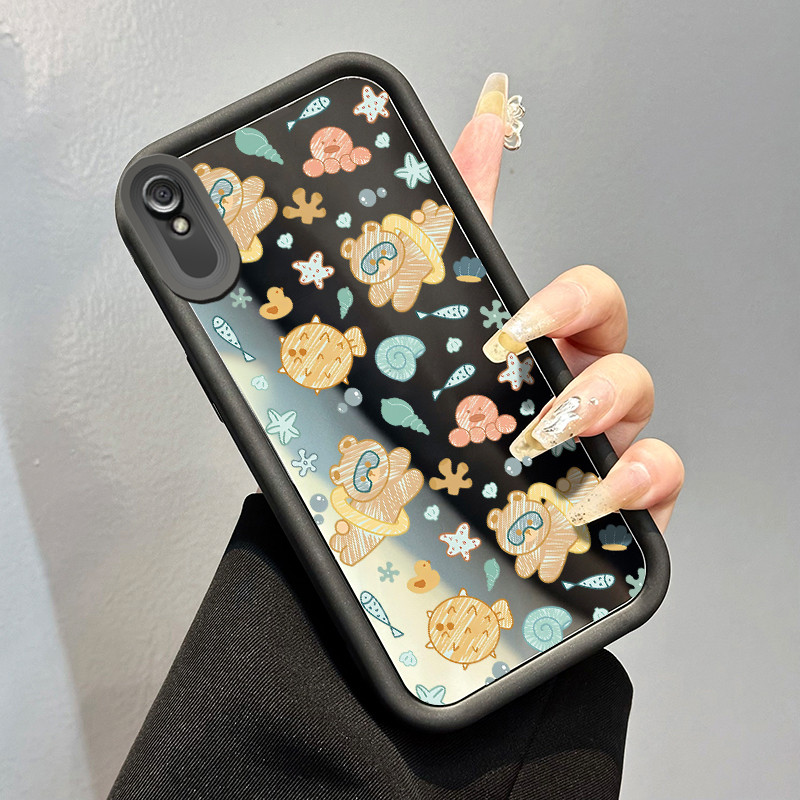 Casing Hp Xiaomi Redmi 9A Redmi 9i Redmi 9T Redmi 9 Power Case Beruang cincin renang Kesing cermin S