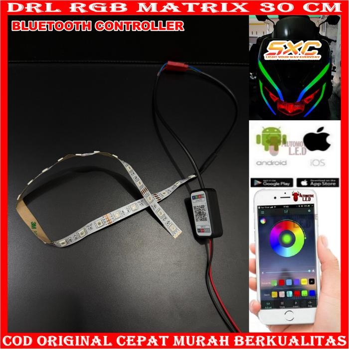 Lampu Alis Gepeng Drl 40 Cm Rgb Bluetooth Controller 24 Led Alis 40 Cm Rgb Lampu Alis 40 Cm Rgb