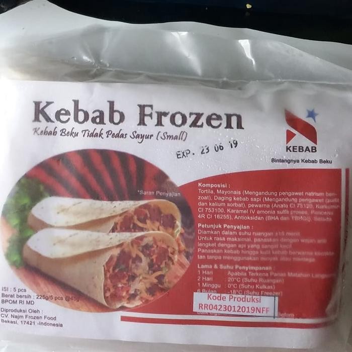 

Ger Kebab Beku N Daging Sapi Sayur Frozen isi 5 Small