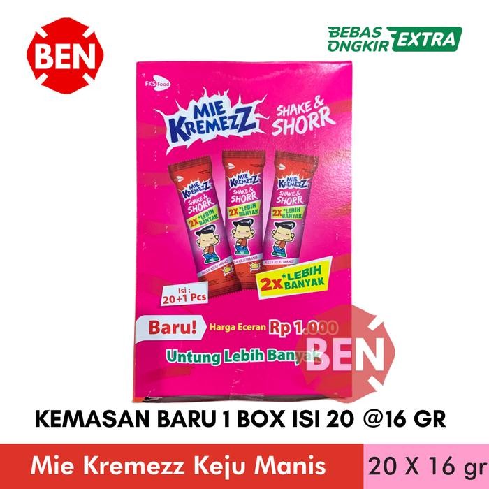 

Gdh Mie Kremezz Shake & Shorr KEJU MANIS 1 Pak Box 24 Pcs Mi Kremez Shor
