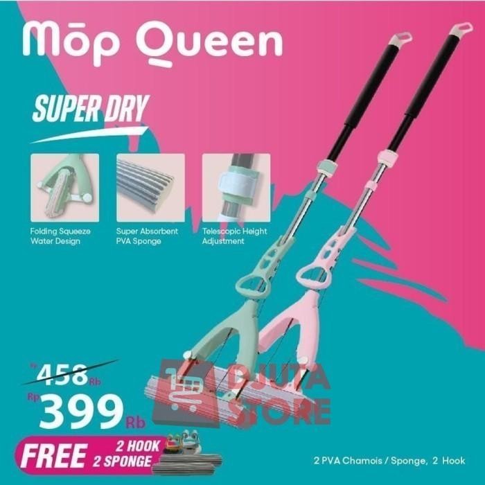 NEW ALAT PEL MOP QUEEN PINK HIJAU PEL LANTAI MOP QUEEN STEIN COOKWARE MOP
