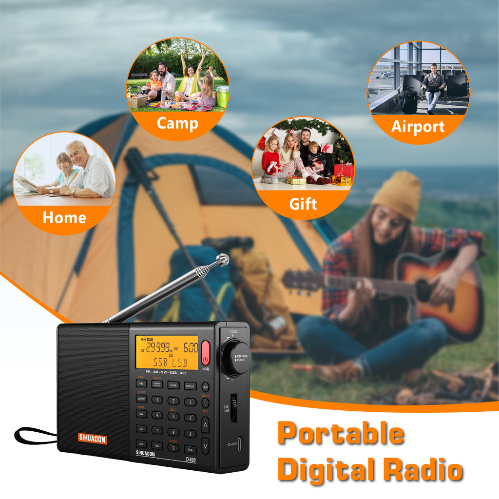 XHDATA D-808 AM/FM/SW/MW SSB AIR RDS Full Band Portable Radio with Multifunction Deep Sound Stereo