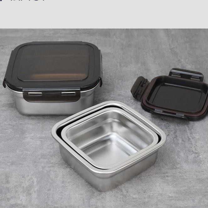 Kotak tupperware stainless foodgrade makanan penutup klip anti tumpah