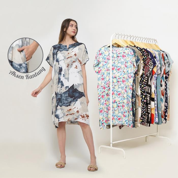 Daster Busui Selutut Saku Samping Bahan Rayon Viscose Gram Fashion