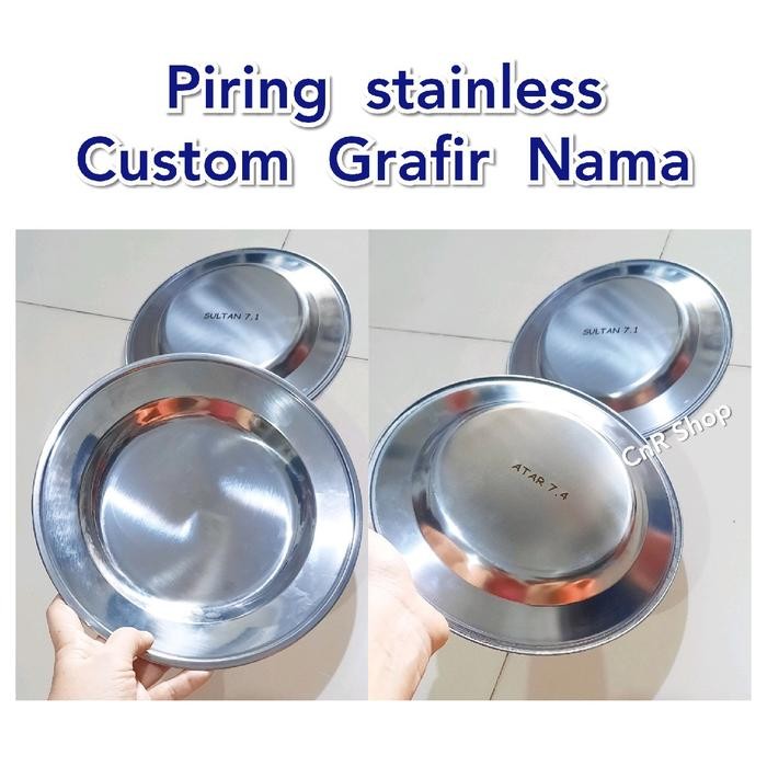 paket piring sendok nama / custom grafir nama piring dan sendok / piring makan grafir nama