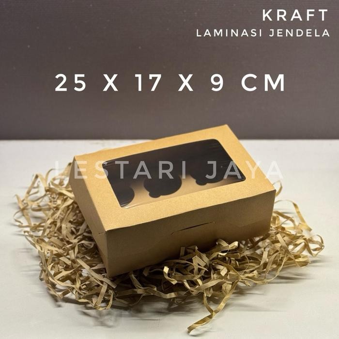 (5 PCS) Box Kraft Coklat LAMINASI JENDELA Cupcake Muffin Box Pudding Pie Kraft Coklat Lubang 6