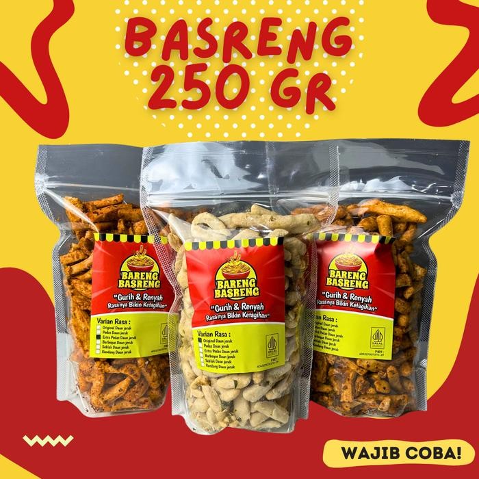 

Basreng Daun Jeruk Renyah Gurih Original Pedas Xtra Pedas Kemasan 100 gram Cemilan Basreng