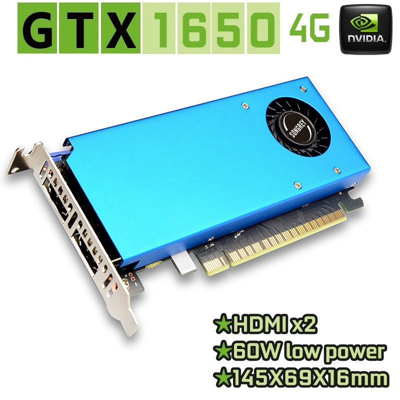 SONGREY Geforce GTX 1650 4GB Low Profile Graphics Card GDDR5 PCIe 3.0 X16 128 Bits SFF GPU HDMI +DP