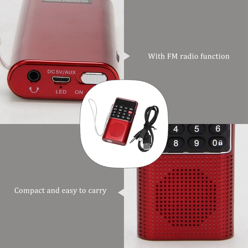 A29F-L-328 Mini Portable Pocket FM Auto Scan Radio Music Audio MP3 Player Outdoor Small Speaker With