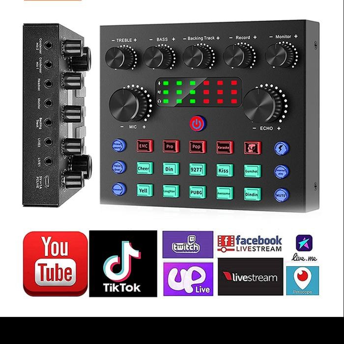 Homeeasy V8 SoundCard Audio untuk HP PC Broadcast Karaoke