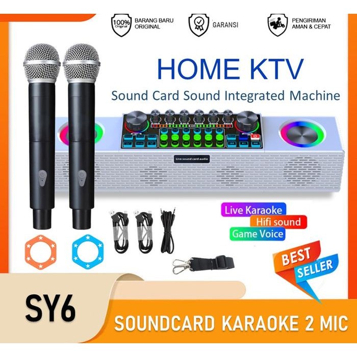 ive Soundcard SY6 Bluetooth Speaker 2 Mic Wireless Microphone Karaoke