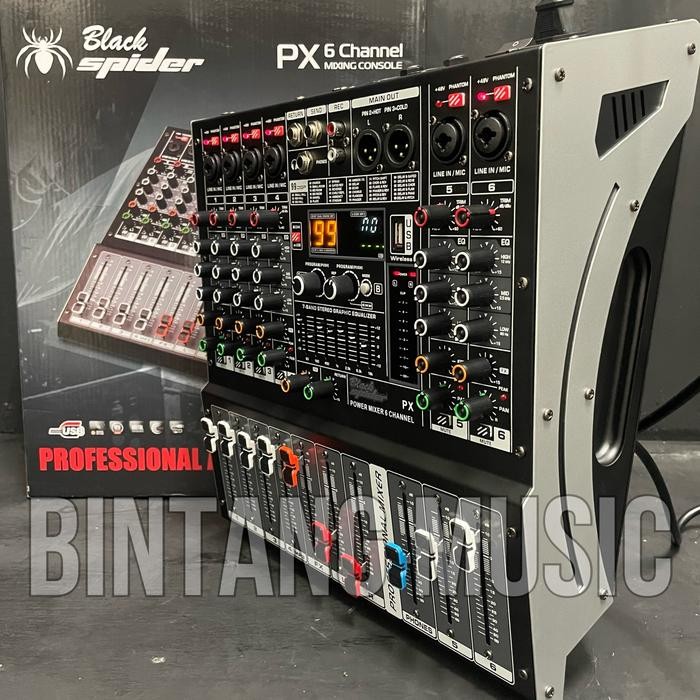 power mixer 6 channel blackspider px6