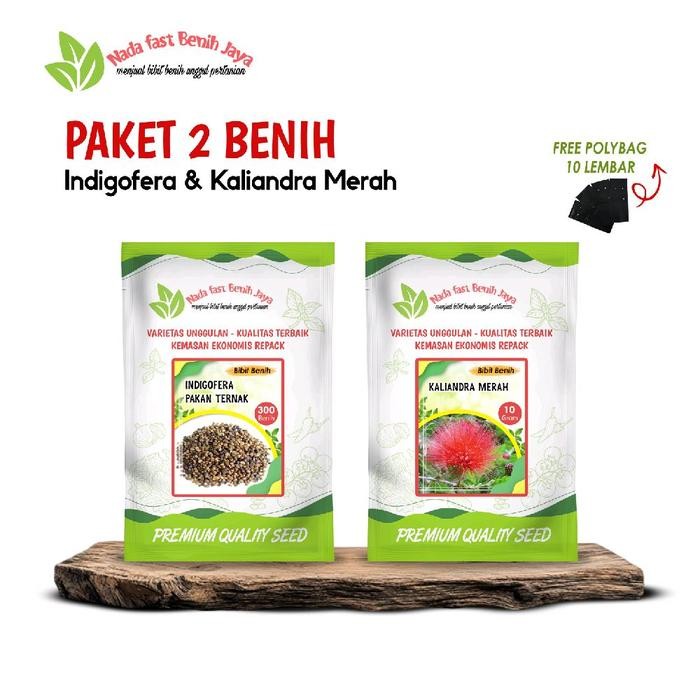 Paket 2 Benih indigofera dan benih kaliandra merah gratis polybag *