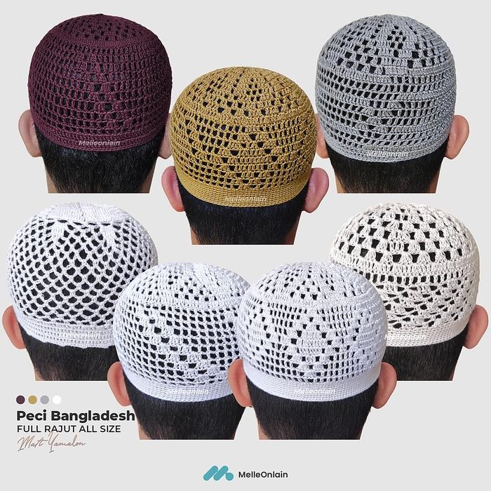Peci Rajut Banglh Yaman Saudi Premium Kopiah Sulam Melleonlain *