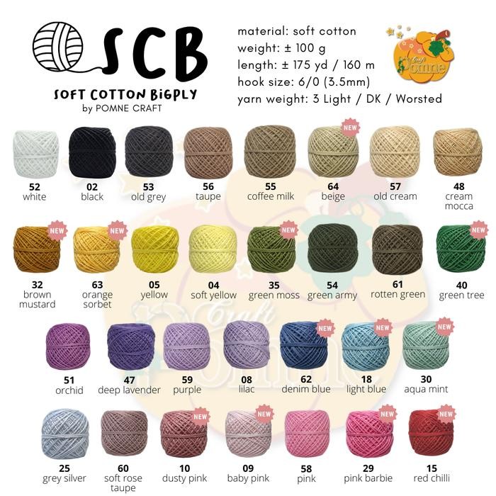 SCB - Soft Cotton BigPly - Benang Rajut Katun Halus Big Ply *