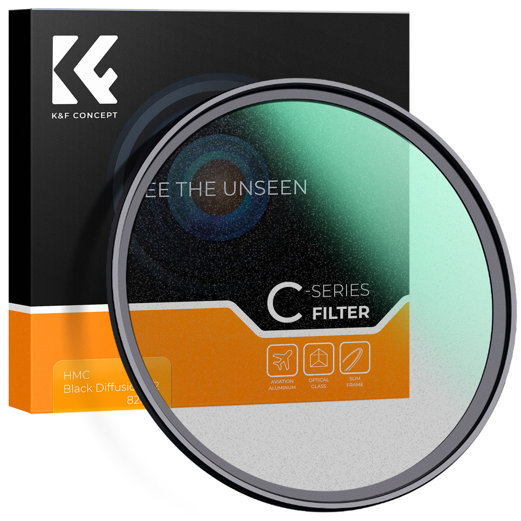 K&F Concept 1/1 1/2 1/4 1/8 Black Mist Diffusion Camera Lens Filter 49mm 52mm 58mm 62mm 67mm 72mm