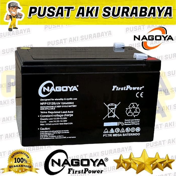 Vrla Baterai Nagoya 12 Volt 12 Ah Accu Sepeda Listrik Lift Eskalator Sollar Cell Emergency Lamp
