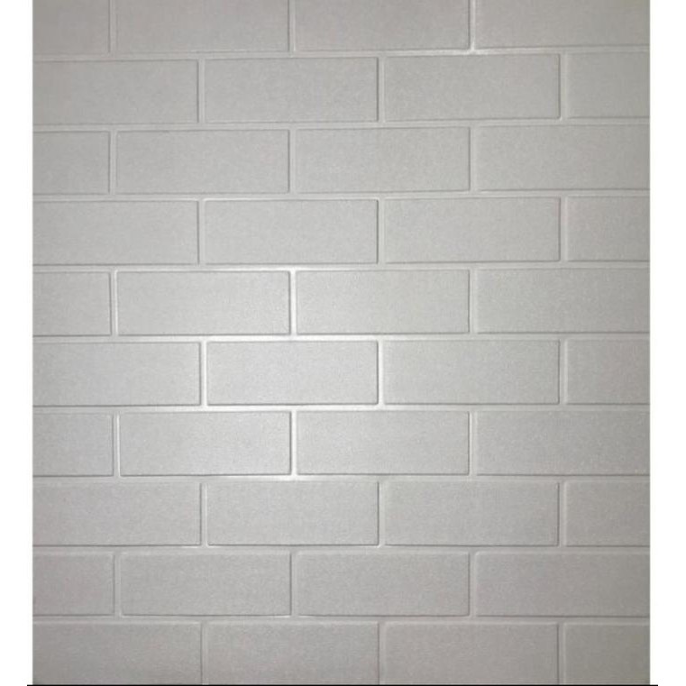 Wallpaper dinding 3D Foam WallFoam 3D Sticker dinding motif serat kulit Premium Putih