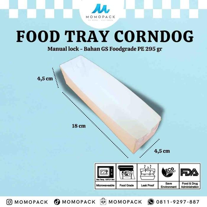 Paper Tray Corndog / Tray Hotang / Tray Sosis Ivory Foodgrade