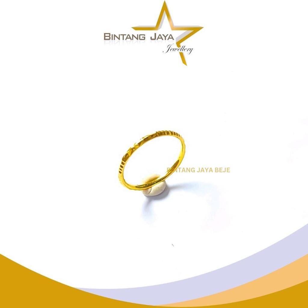 Cincin Emas Asli Keroncong Ukir - Kadar (15K) - Berat 0.80gr Ukuran 5.5 - Desain Ukiran Artistik & K
