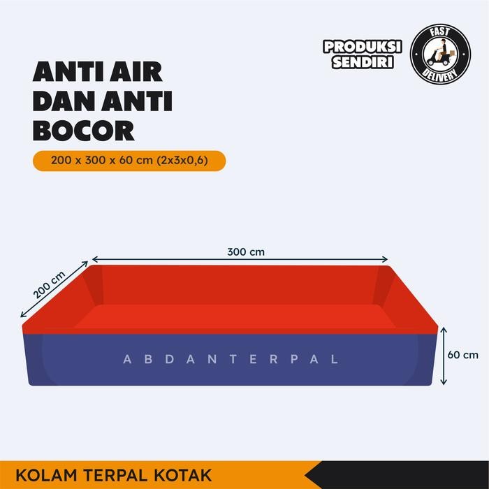 Terpal kolam ikan A12 korea 200x300x60/300x200x0,6/2x3x0,6/3x2x0,6