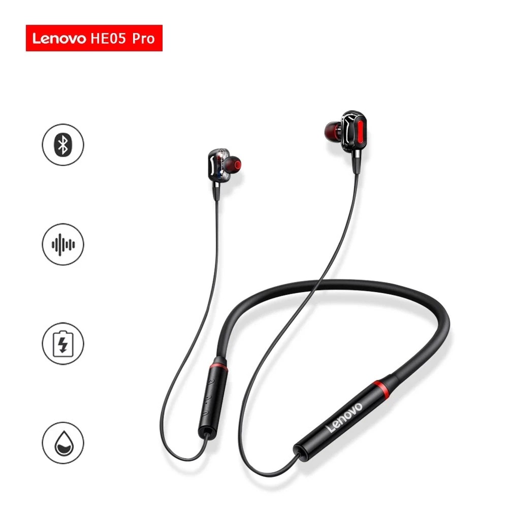 Original Lenovo HE05 Pro TWS Wireless Earphone Bluetooth 5.0 Sports Noise Canceling Neckband