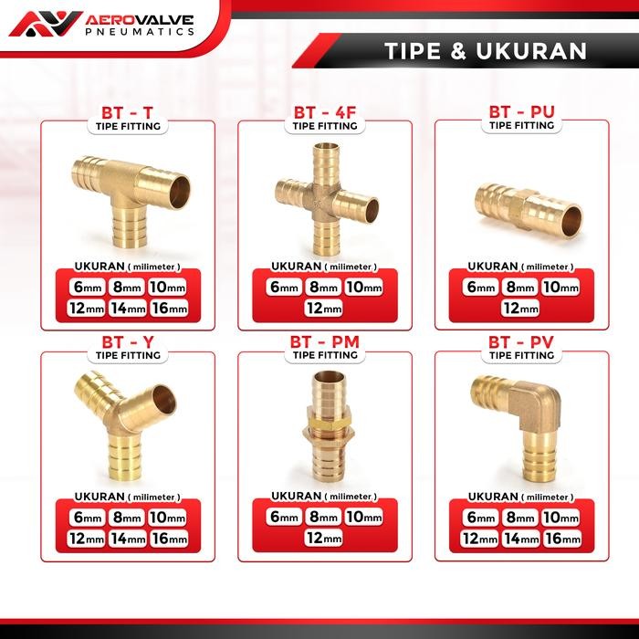 Konektor Adaptor Selang Pipa HOSE NIPPLE Tembaga - Tipe Lurus/ Siku/ T/ 3 Cabang Y/ 4 Cabang *
