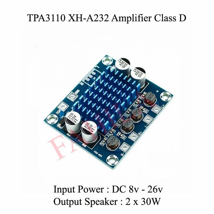 Kit TPA3110 XH-A232 30W Modul Audio Amplifier Class D TPA 3110 Stereo *