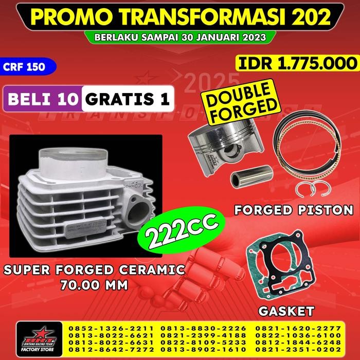BLOK CERAMIC 62/66/70/72 + PISTON CRF 150 BRT