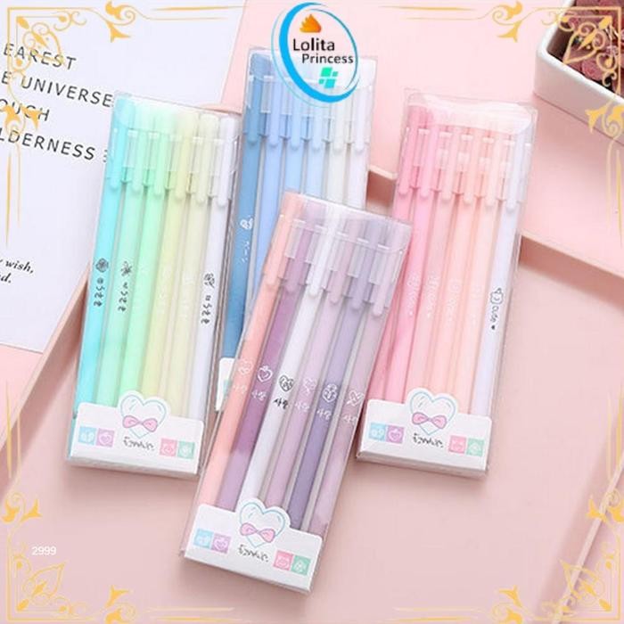 

SIAPKIRIM Pulpen Gel 6IN1 Motif Polos Warna Pastel Gaya Korea / Alat Tulis Pena C 0.5mm / Pena