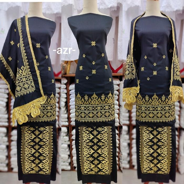 ORIGINAL bahan baju kurung bordir songket + selendang khas bukittinggi padang READY STOCK
