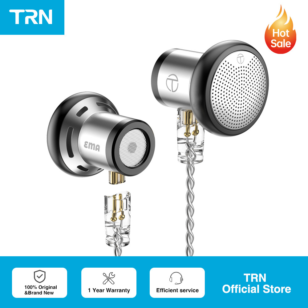 New TRN EMA 14.2mm Dynamic Driver In Ear Earphone Bass Metal Flat Head Plug Earburd Replaceable Head