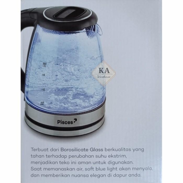 Pisces PK171GS PK 171 GS - Glass Kettle 400W 1.7L Ketel Gelas Lampu Teko Listrik masih ready