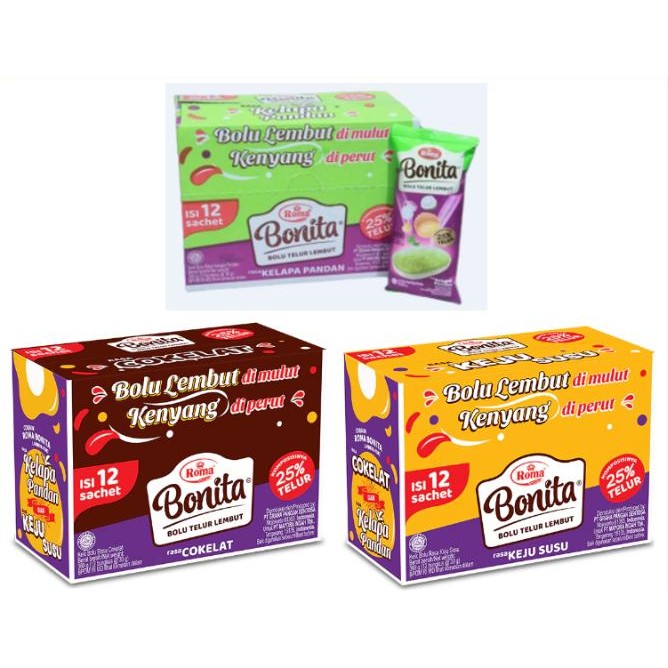 

Roma Bonita Bolu Telur Lembut 40 Gr (1 Box Isi 12 Pcs)