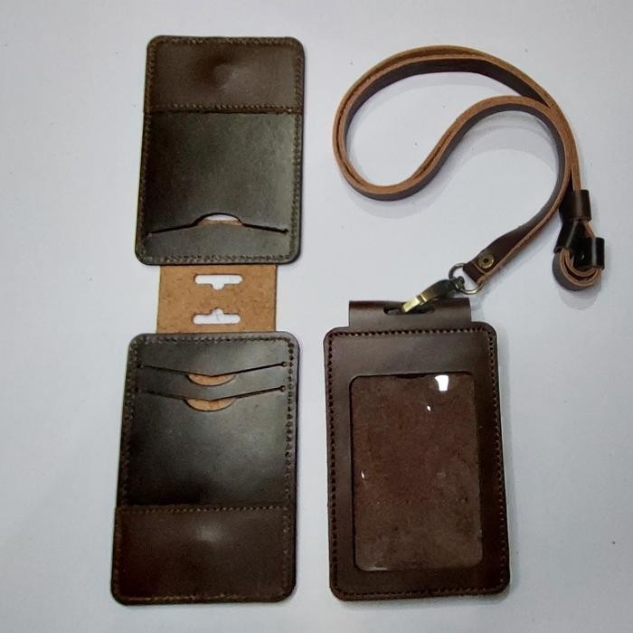 

Lanyard Kulit Sapi Asli / Id Card Holder Kulit Sapi 2 sisi Magnet