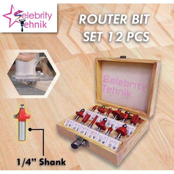 Terbaik Mata Profil Kayu Set 12 Pcs / Router Bit Bestech