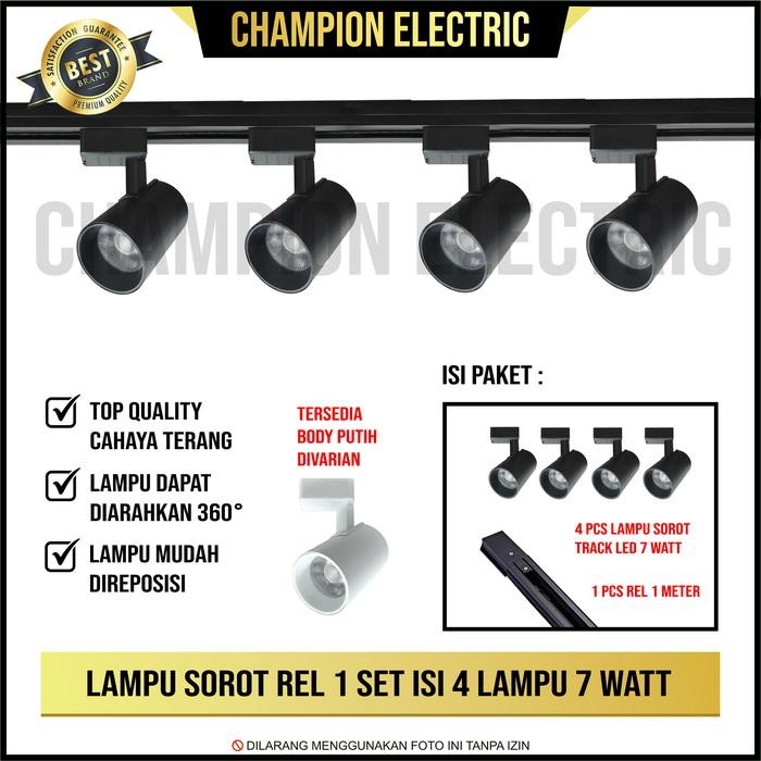 Paket Ekonomis isi 4 Lampu Rel Track LED Sorot Lampu Sorot LED jalur spotlight untuk Rumah Toko