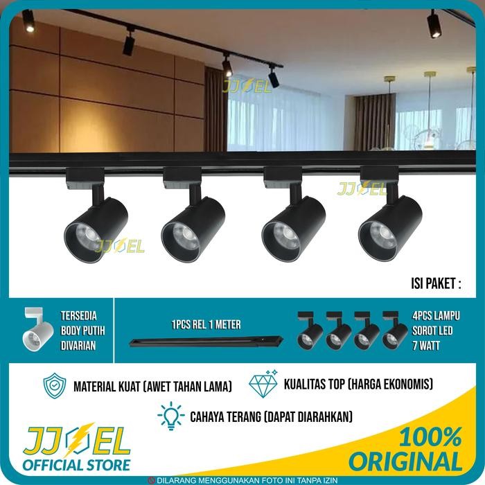 Paket Ekonomis isi 4 Lampu Rel Track LED Sorot Lampu Sorot LED jalur spotlight untuk Rumah Toko