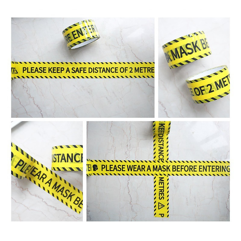 

1/Roll Keep Distance Warning Tapes 48mm*25m Opp Yellow Sticker Caution DIY Safety Tapes For Home