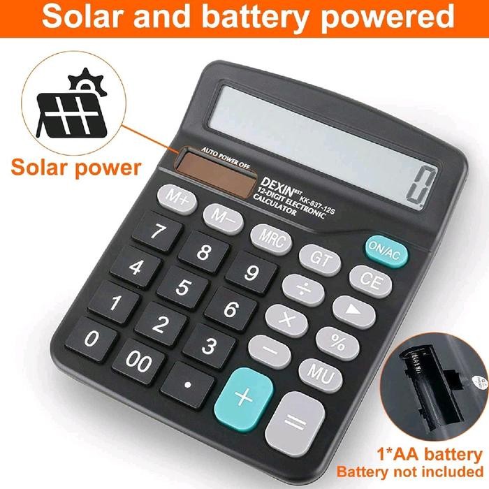 

kalkulator elektronik solar calculator 12 digit pakai baterai aa kode 1392