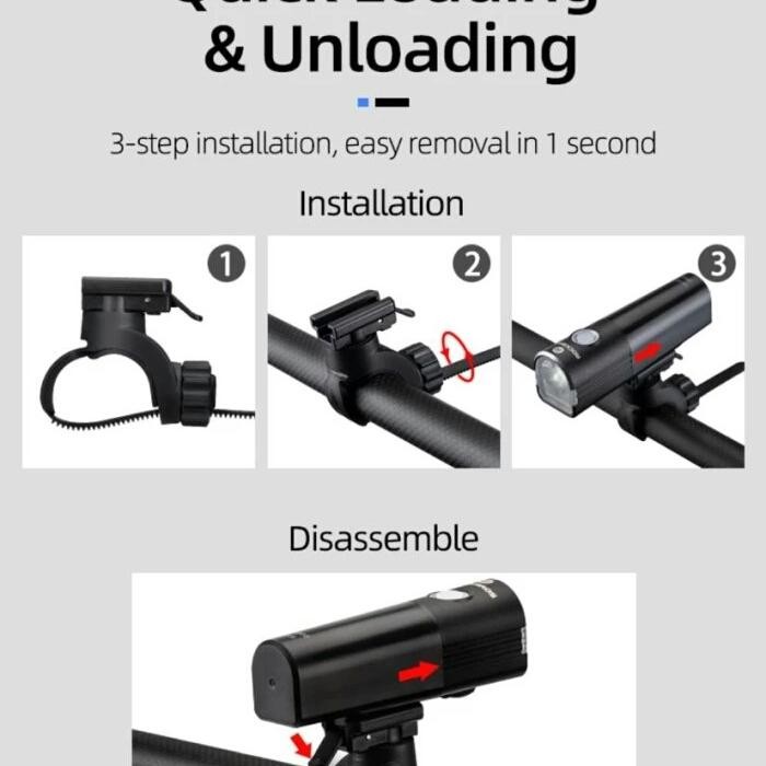 Lampu Sepeda Rockbros V6-800 Lampu Depan 800 Lumens Waterproof
