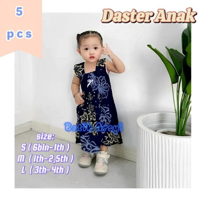 DASTER DRESS BATIK ANAK 6bulan 1tahun 2tahun 3tahun 4tahun TERMURAH COCOK UNTUK NYANTAI BAJU TIDUR