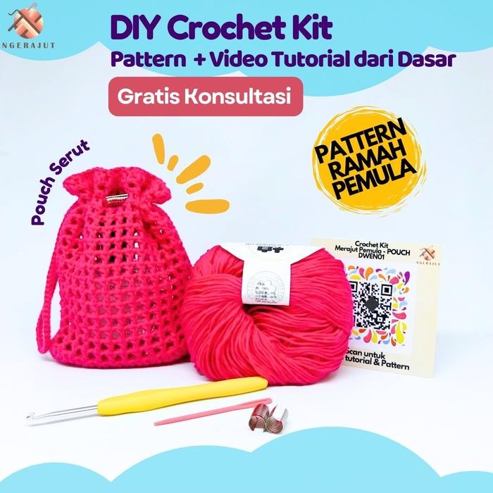 

DIY Crochet Kit Paket Belajar Merajut Pemula - Pouch