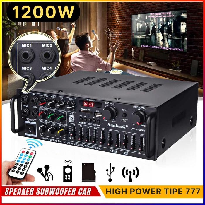 TERMURAH Sunbuck Audio FLECO AV-MP326BT EQUALIZER + KIPAS Amplifier Profesional Bluetooth