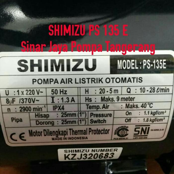 New Pompa Air Sumur Dangkal Semi Jet Pump Shimizu Ps-135 E Automatic
