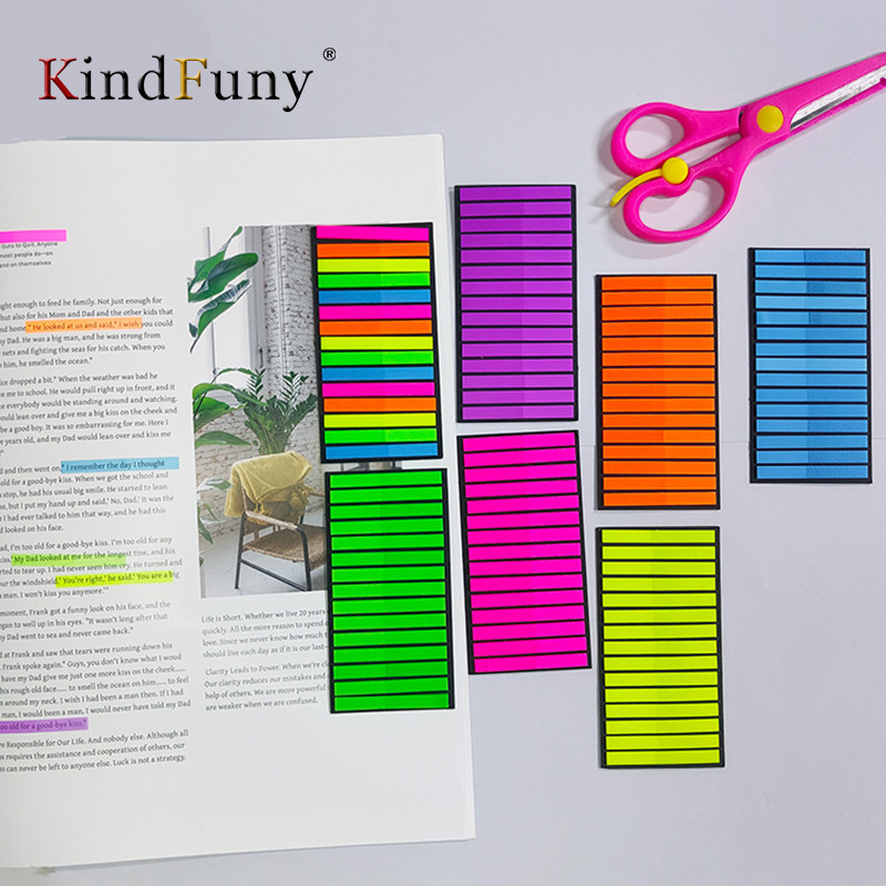 

KindFuny 300 Sheets New Transparent Rainbow Index Memo Pad It Sticky Notepads Paper Sticker Notes